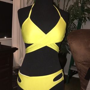 Cute bright yellow bikini